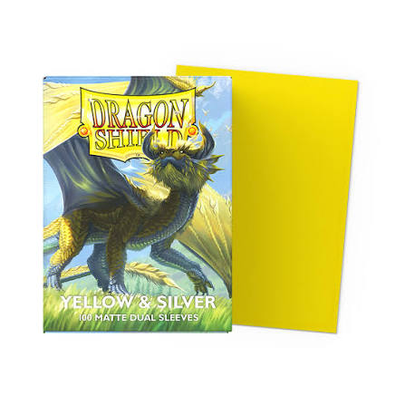 Dragon Shield 100 - Standard Deck Protector Sleeves - Yellow & Silver - Matte Dual Sleeves