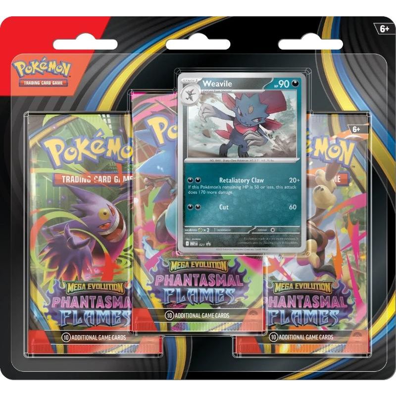 Pokemon TCG: Mega Evolution—Phantasmal Flames 3 Pack Blister (Weavile)